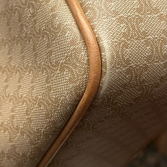 Celine Authentic Vintage Tan and Brown Bag with Leather Handles and Accents - Picture 11 of 16